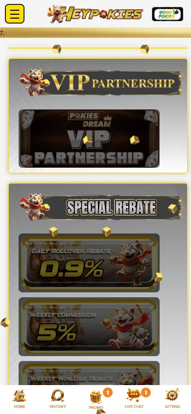 Heypokies Casino promotions screen on a mobile device